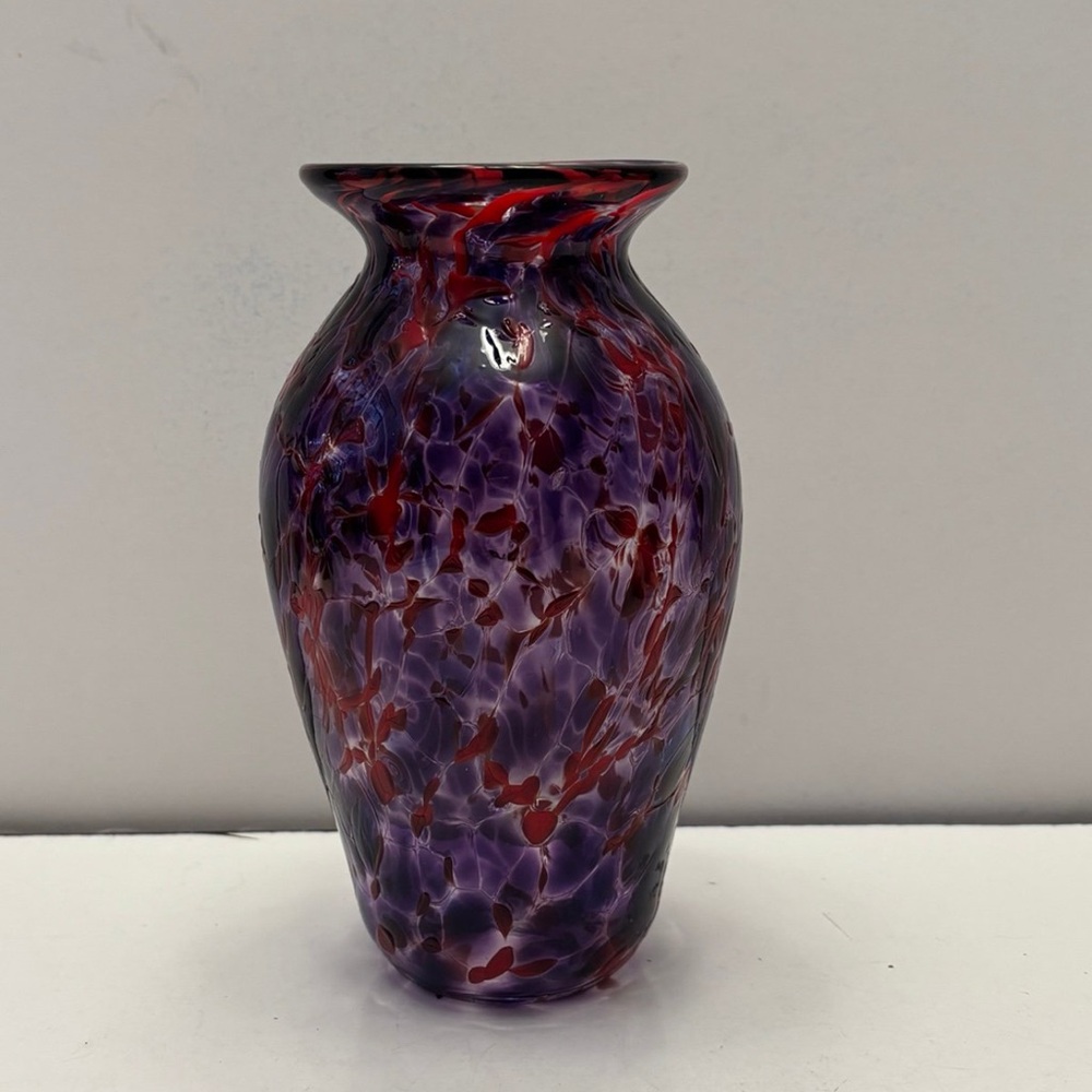 Purple and Red Art Glass Vase